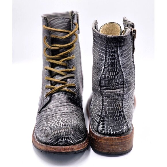 Freebird Women's Gray Textured Leather Manchester Lace-Up Combat Boots Sz 9 2871 - Picture 10 of 16